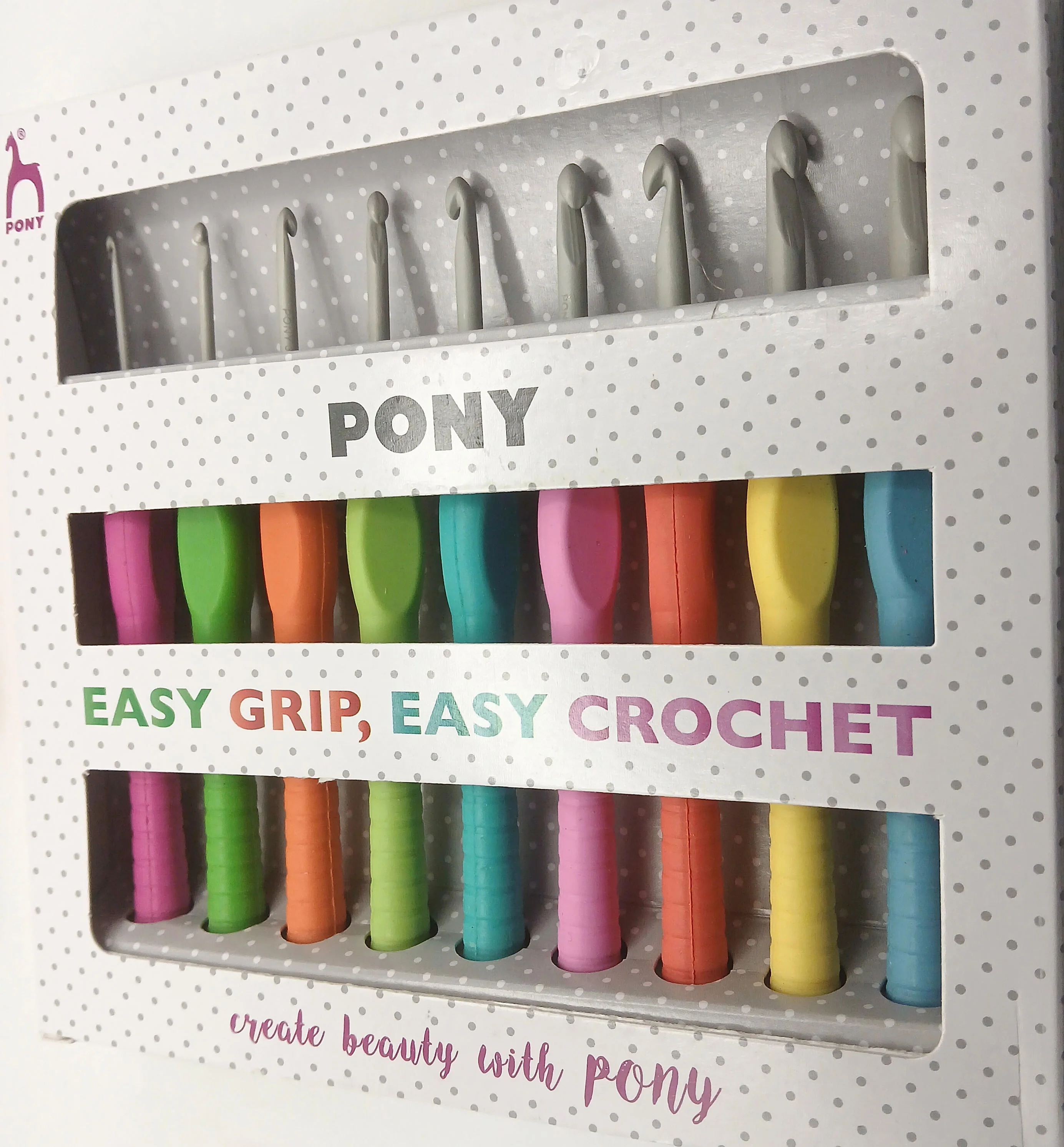 Original Pony Crochet Hook with Palm Friendly Rubber Handles (2mm - 6mm)